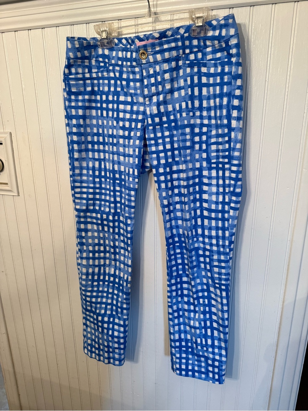 Lilly Pulitzer Kelly Skinny Ankle Pant size 4 Bennet Blue Feelin Beachy Gingham